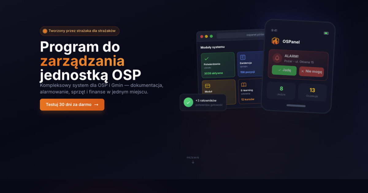 OSPanel.pl – Program i System do Zarządzania Jednostką OSP | Dla OSP i Gmin
