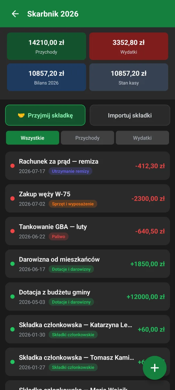 Skarbnik w aplikacji mobilnej
