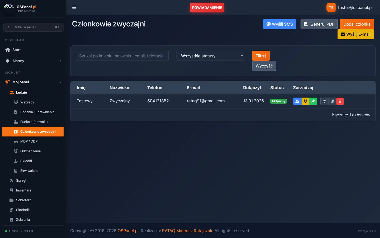 Lista członków zwyczajnych