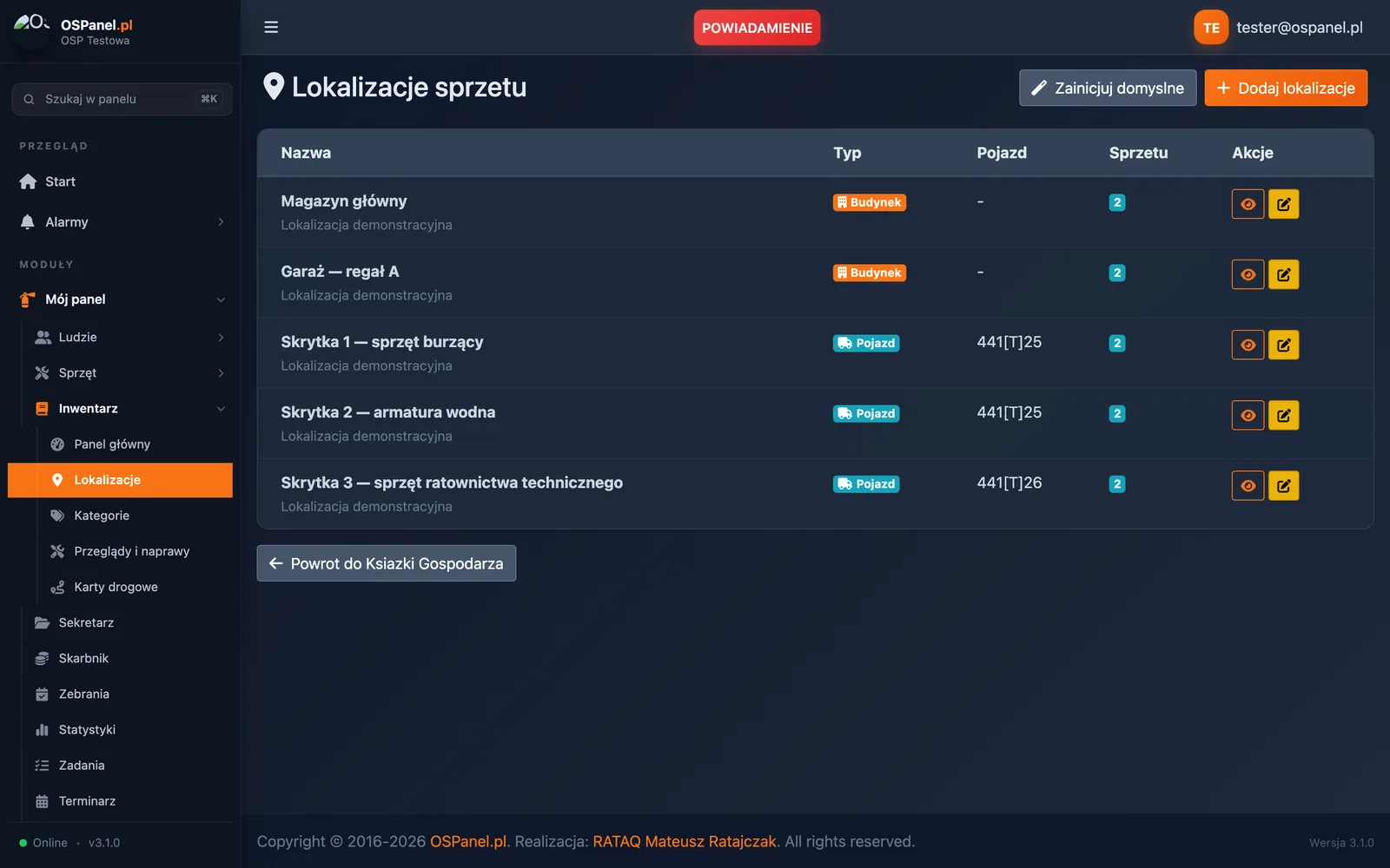Lista lokalizacji