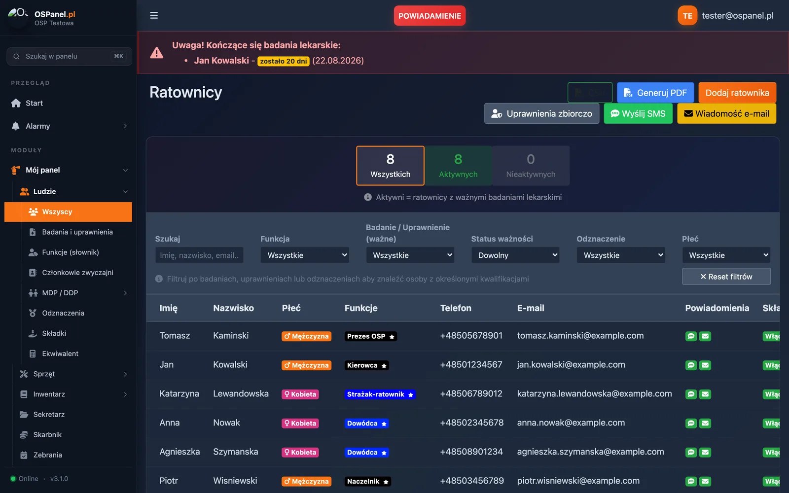 Lista ratowników