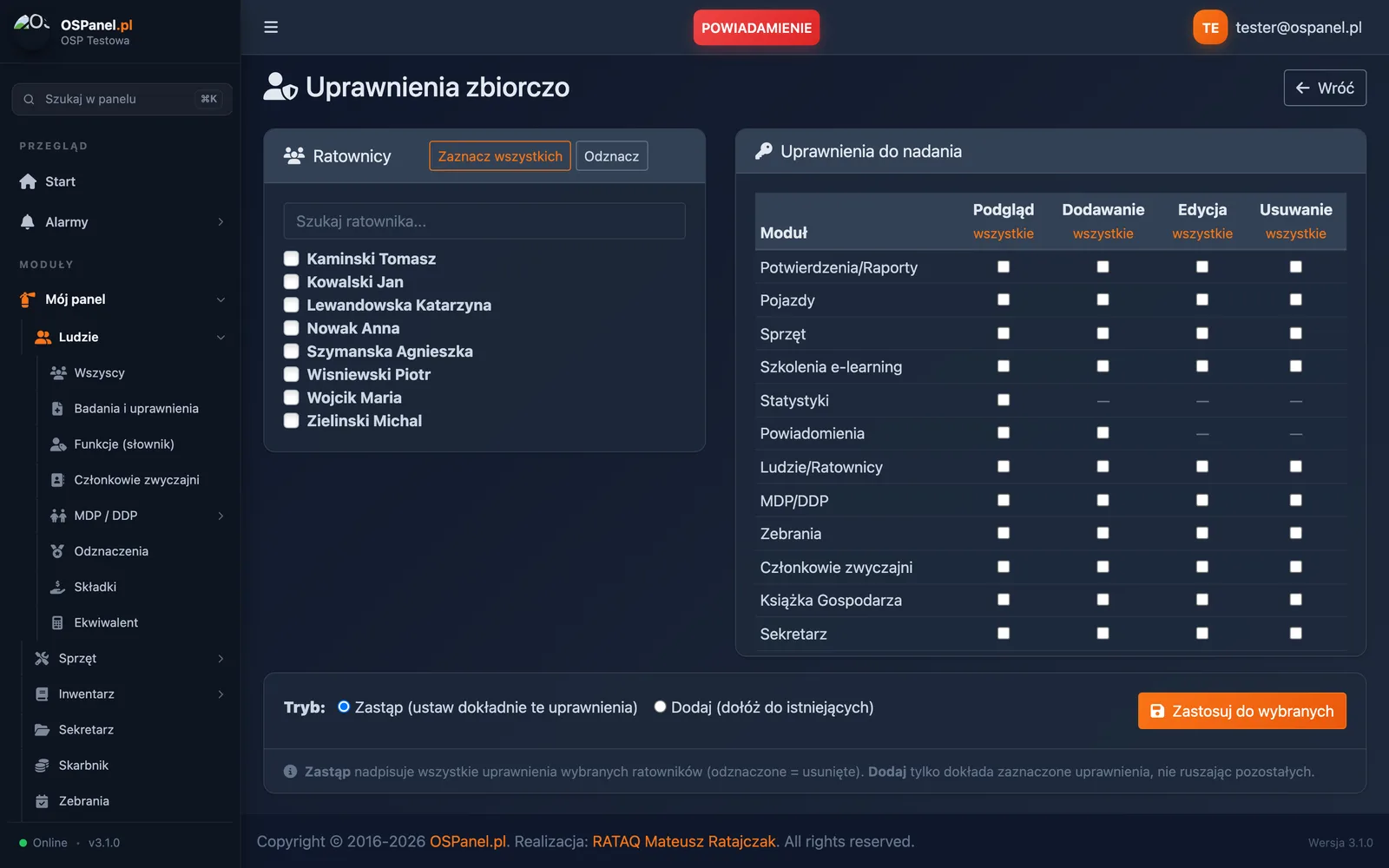 Zbiorcze nadawanie uprawnień ratownikom